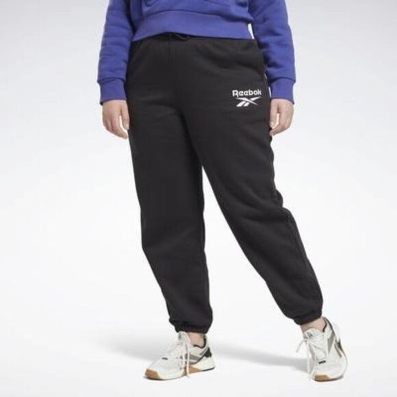 Reebok Women's Identity Logo Fleece Joggers in Black Size 2X - Picture 1 of 9